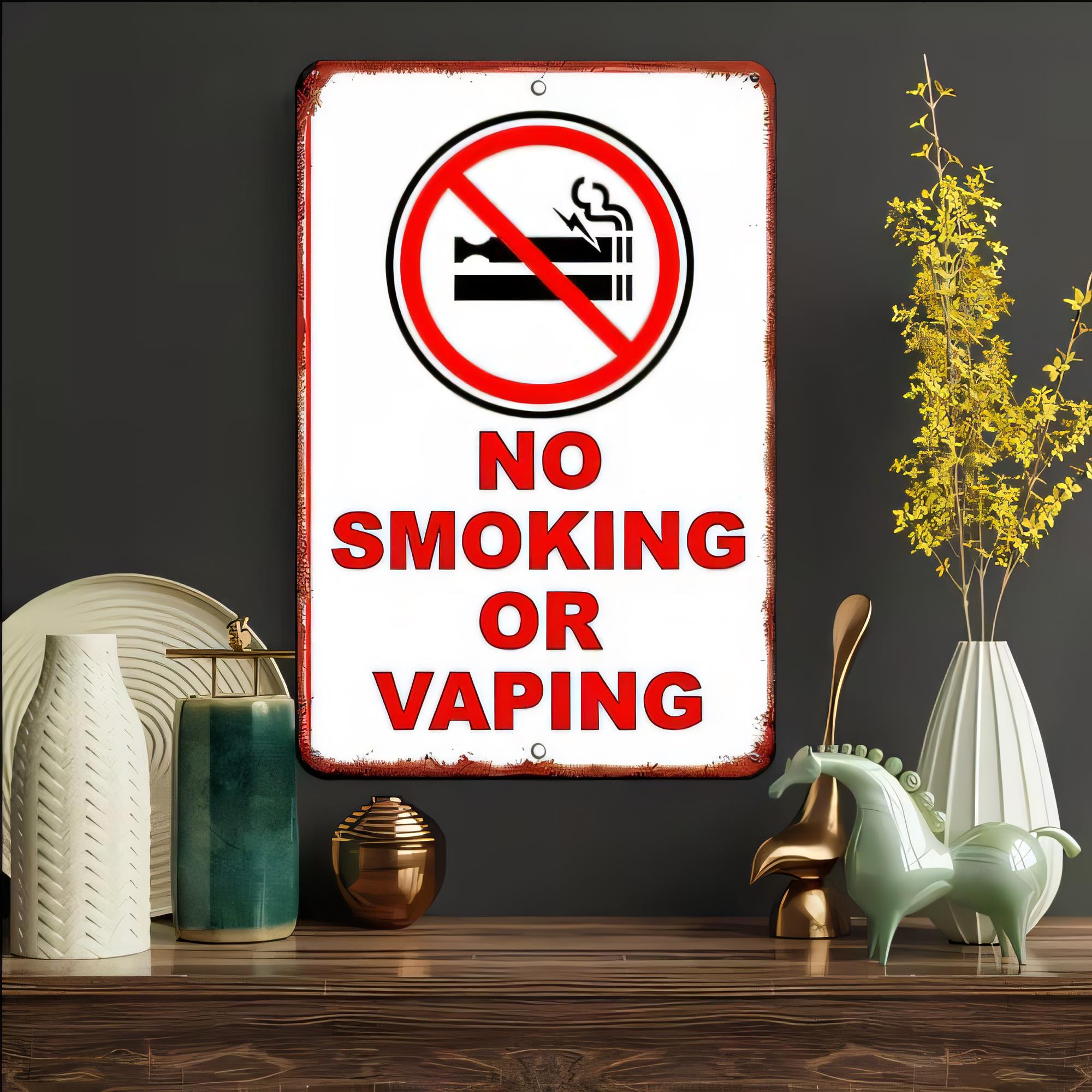 Tin Sign No Smoking Or Vaping  - Vape Decoration recension och pris